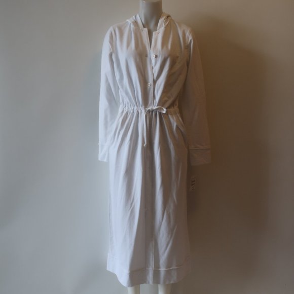 NWT Womens Shimera White Hooded Button Down Maxi Dress Sz M * - Picture 1 of 8